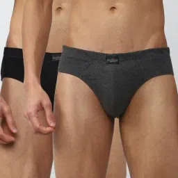 Peter England Black & Grey Cotton Regular Fit Briefs - Pack Of 2-picture-11