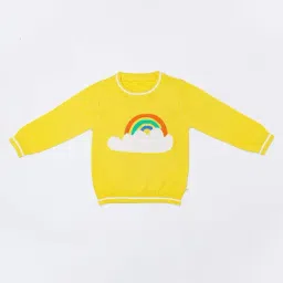 H by Hamleys Infants Girls Yellow Self Design Full Sleeves Sweater-image-96