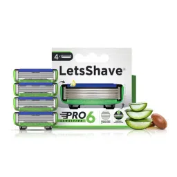 LetsShave Pro 6 Sensitive Shaving Blades - Pack of 4 (Green/Blue)-8