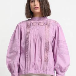 RAREISM Purple Cotton Solid Long Sleeves Top-image-35