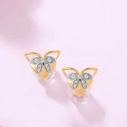 Mia by Tanishq Ballet of Heart 14k Pure Gold & Diamond Stud Earring for Women-picture-17