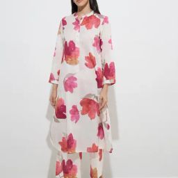 Utsa by Westside White Floral Printed A-Line Kurta-image-49