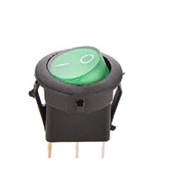 Round Rocker switch 6A 250V 3PIN Green led-45