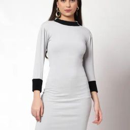 Prettify Grey & Black Slim Fit Bodycon Dress-picture-21