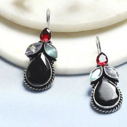 Biba Black Brass Drop & Danglers Earrings for Women-image-17