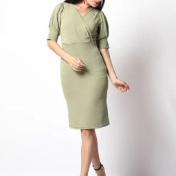 Prettify Sage Green Slim Fit Bodycon Dress-image-76