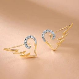 Mia by Tanishq Winged Heart 14k Gold & Diamond Stud Earring for Women-image-36