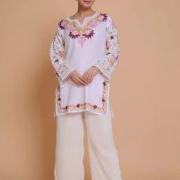 House of Kari Falak Kashmiri Short Kurta  White-picture-29