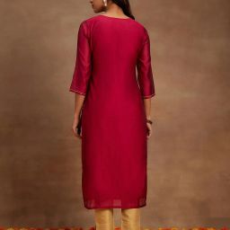Libas Fuchsia Embroidered Straight Kurta image 2