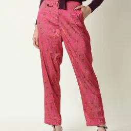 RAREISM Pink Modal Printed Trousers-picture-25