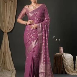 Saree Mall Mauve Georgette Self Saree with Blouse Piece-picture-12