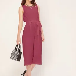 Moomaya Dark Pink Georgette Midi Jumpsuit-image-57