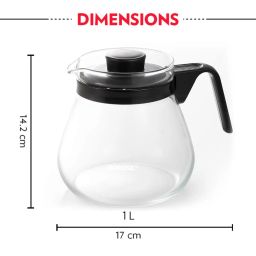 Borosil 1 Litre Carafe with Lid, Borosilicate Glass Kettle, Flame Proof (Transparent) image 2