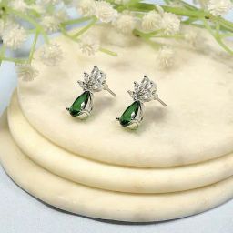 Biba Green Brass Stud Earrings for Women-picture-38