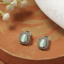 Biba Mint Green Brass Stud Earrings for Women-picture-29