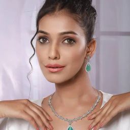 Aatmana Green Cz Stone Jewellery Set-15