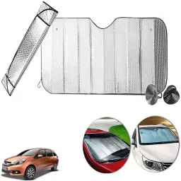 Auto Pearl F160 Dashboard Sun Shade Cover with Suction Cup for Honda Mobilio (Silver)-0