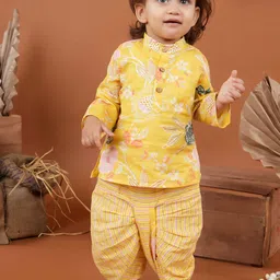 BAESD Boys Floral Printed Regular Pure Cotton Kurta with Dhoti Pants-image-75
