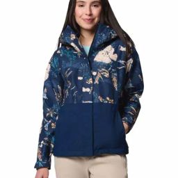 Columbia Womens Navy Blue Omni-Tech Hikebound Printed Rain Jacket-image-85