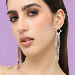 Sohi Silver Plated Designer Stone Party Dangler Earrings-image-58
