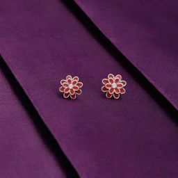 Kai Jewel Minimalistic Pink Blooms Silver Earrings-image-51