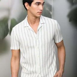 Rare Rabbit Off White Regular Fit Stripes Shirt-image-3