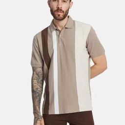 Octave Stone Regular Fit Color-Block Polo T-Shirt-image-67