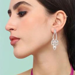 Sohi Silver Plated Designer Stone Party Drop Earrings-image-67