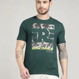 Royal Enfield Green Solid Short Sleeves T-Shirt-image-19