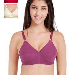 Souminie Pack of 3 Pure Cotton Non Padded Full Coverage U Back Bra-picture-11