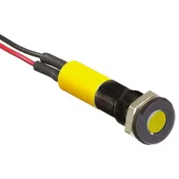RS PRO Yellow Panel Mount Indicator 2V DC, Mounting Hole Size 6 mm, Termination Type Lead Wires, IP Rating IP67, Model No 7001849-45