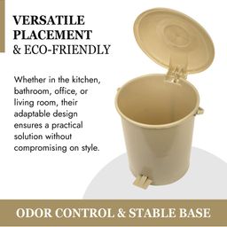 Kuber Industries Beige & Grey 3-Pcs Swinging Lid Wet & Dry Dustbins image 2
