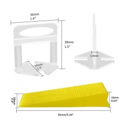 FLAMINGO ENTERPRISE 100 Pcs Reusable Wedges with 300 Pcs Tile Leveling & 1 Plier Line Level 5 cm Length Non-Magnetic Yellow image 2