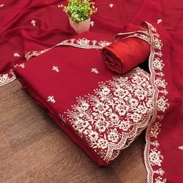 MANVAA Embroidered Silk Georgette Unstitched Dress Material-picture-43