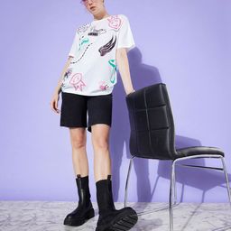 DILLINGER Graphic Printed Oversized Longline Pure Cotton T-shirt-image-15