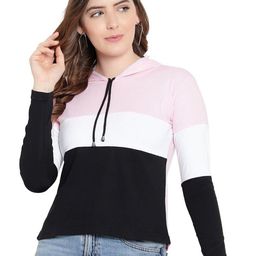 DEEPMAYRA COLLECTION Women Colourblocked Hooded Cotton T-shirt-image-48