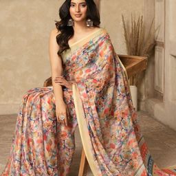 Sangria Floral Printed Super Soft Saree With Unstitched Blouse-picture-35