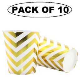 Shopping Time Golden Chevron Paper Cups Pack of 10- Golden-12