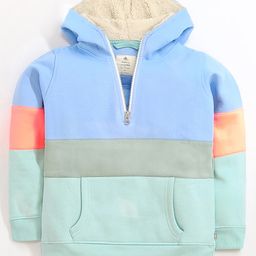 Cherry Crumble By Nitt Hyman Full Sleeves Colour Blocked Hooded Stormy Sweatshirt - Blue Green & Red-image-68