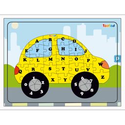 TodFod Car Shaped Wooden Jigsaw Puzzle English Alphabets  Yellow - 36 Pieces-13