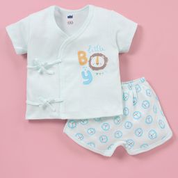 Simply Interlock Knit Half Sleeves Night Suit Little Boy Lion Print - Blue-image-15