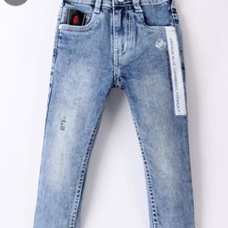 Ruff Denim Washed Full Length Jeans Text Print- Ice Blue-image-8