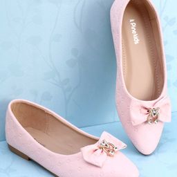 Pine Kids Slip On Bellies With Bow Applique - Pink-image-27
