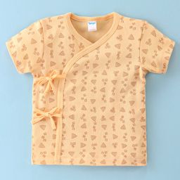 Tango Interlock Half  Sleeve Front Open Jhabla Stacking Toy Print - Yellow-image-57