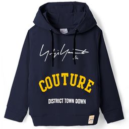 Olio Kids Lycra Knit Full Sleeves Hooded Sweatshirt with Text Print - Navy Blue-picture-27