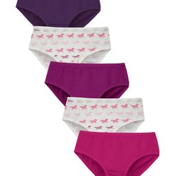 Charm n Cherish Cotton Pack Of 7 Unicorns Printed & Solid Panties - Green Pink White & Violet-image-70