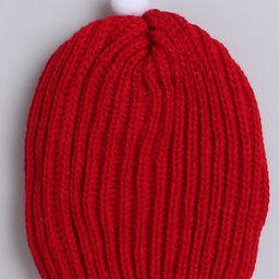 Little Angels Knitted Braided & Pom Pom Embellished Cap - Red - Diameter - 28cm-image-10