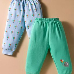 Tango Interlock Knit Full Length Lounge Pants with Balloon & Elephant Print Pack of 2 - Light Blue & Light Green-image-18