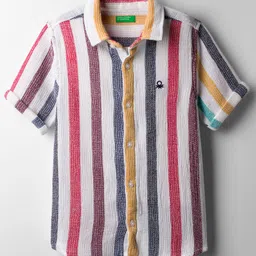 UCB 100% Cotton Woven Full Sleeves Striped Shirt - Multicolour-picture-8