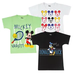 Disney By Miss and Chief Boys Pack of 3 Mickey Mouse Bio Finish Printed Cotton T-shirts-45